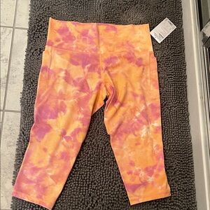 Athleta Orange and Pink Tie-Dye Leggings